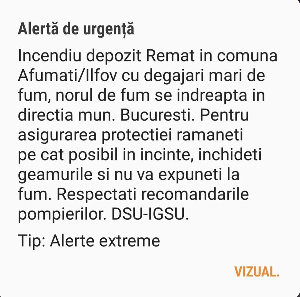 incendiu voluntari mesaj ro alert