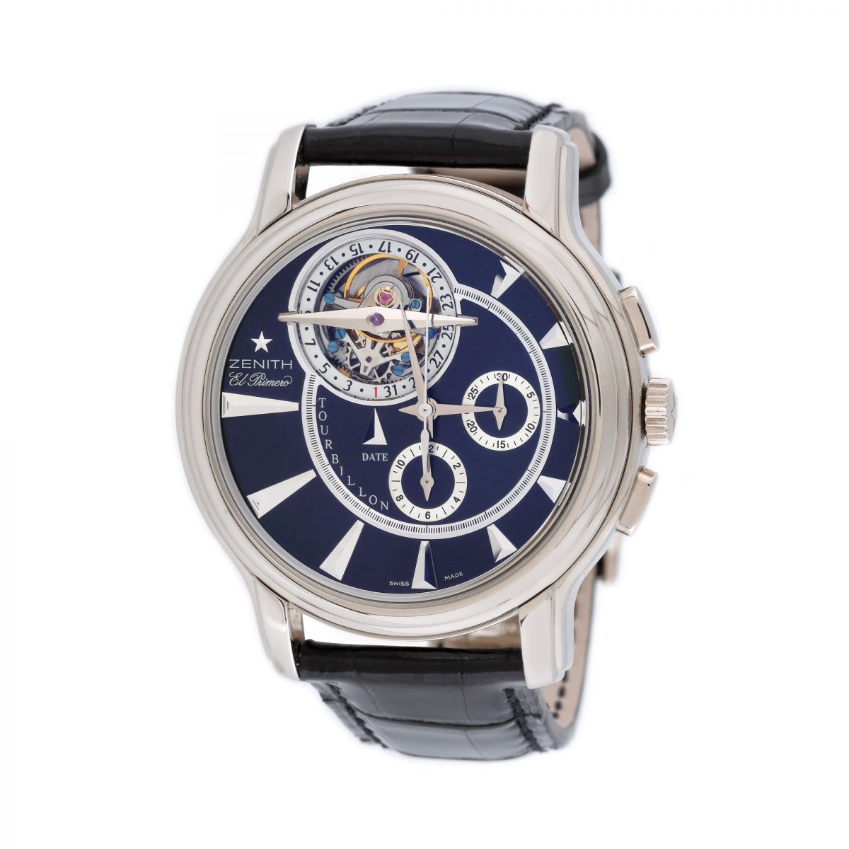 Ceas Zenith Academy Tourbillon El Primero, din aur alb, de mână, bărbătesc, ediție limitată 9-50, vine însoțit de actele de proveniență și de cutia originală